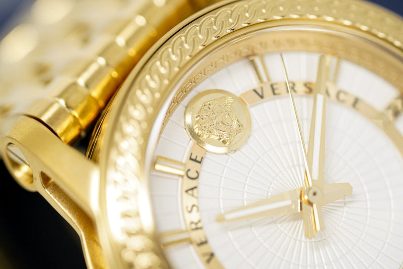 Versace Code Quartz Silver Dial Gold Steel Strap Watch For Men - VEPO00420 Buy Now By Versace