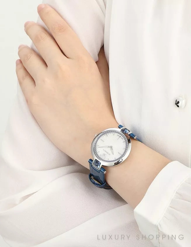 Versace Olympo Gleam White Dial Green Leather Strap Watch for Women - VAN020016 Buy Now By Versace