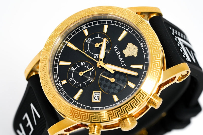 Versace Sports Tech Chronograph Black Dial Black Rubber Strap Watch for Men - VELT00119 Buy Now By Versace