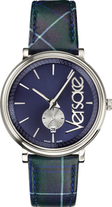 Versace V-Circle The Clans Edition Blue Dial Blue & Green Leather Strap Watch for Women - VEBQ00118 Buy Now By Versace