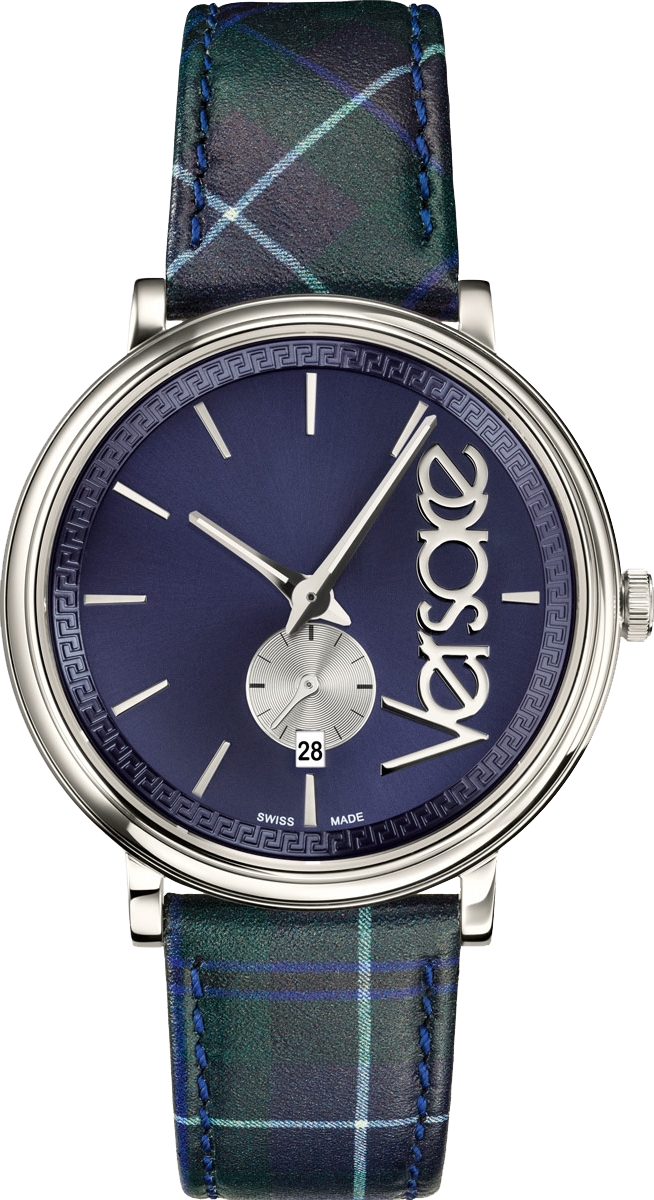 Versace V-Circle The Clans Edition Blue Dial Blue & Green Leather Strap Watch for Women - VEBQ00118 Buy Now By Versace