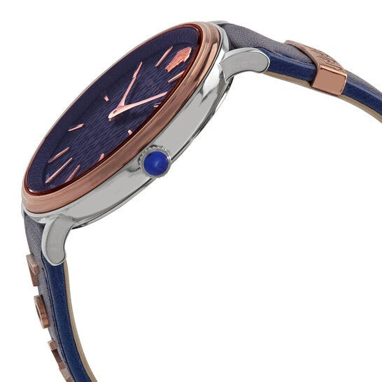 Versace V Circle Quartz Blue Dial Blue Leather Strap Watch For Women - VBP09017 Buy Now By Versace