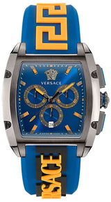 Versace Iconic Dominus Chronograph Blue Dial Blue Rubber Strap Watch For Men - VE6H00323 Buy Now By Versace