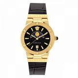Versace Greca Moonphase Analog Black Dial Black Leather Strap Watch For Men - VE7G00123 Buy Now By Versace