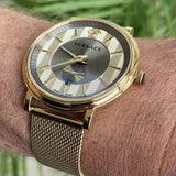 Versace V Circle Quartz Gold Dial Gold Mesh Bracelet Watch For Men - VBQ070017 Buy Now By Versace