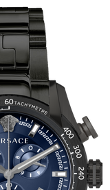 Versace V-Ray Chronograph Quartz Blue Dial Black Steel Strap Watch For Men - VE2I00521 Buy Now By Versace