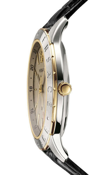 Versace Univers Beige Dial Black Leather Strap Watch for Men - VEBK00218 Buy Now By Versace