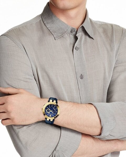 Versace V-Race Multifunction Quartz Blue Dial Blue Leather Strap Watch For Men - VEBV00219 Buy Now By Versace