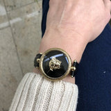 Versace Palazzo Empire Black Dial Black Leather Strap Watch for Women - VCO020017