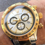 Versace Classic Chronograph Quartz Silver Dial Two Tone Steel Strap Watch For Men - VEV700519 Buy Now By Versace