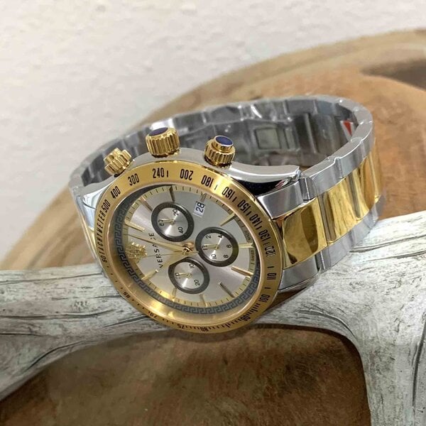Versace Classic Chronograph Quartz Silver Dial Two Tone Steel Strap Watch For Men - VEV700519 Buy Now By Versace