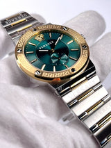 Versace Hellenyium Quartz Green Dial Silver Steel Strap Watch For Men - VEVK00420 Buy Now By Versace