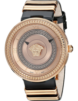 Versace V Metal Icon Gold Dial Black & Gold Strap Watch for Women - VLC030014 Buy Now By Versace