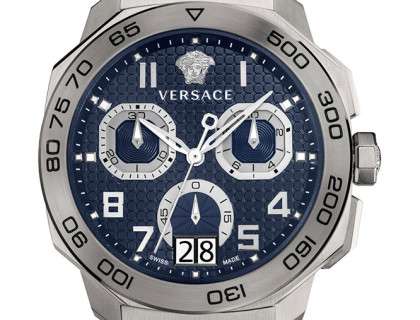 Shop Versace Dylos Chronograph Blue Dial Silver Steel Strap Watch for Men - VQC090016 in USA