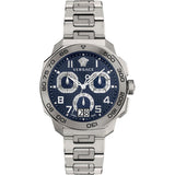 Shop Versace Dylos Chronograph Blue Dial Silver Steel Strap Watch for Men - VQC090016 in USA