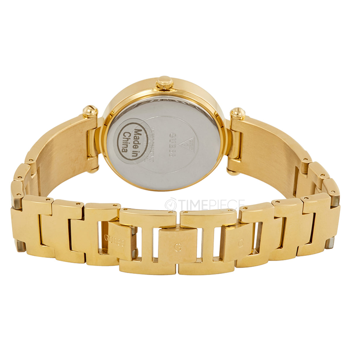 Guess Muse Crystals White Dial Rose Gold Steel Strap Watch For Women - W1008L2