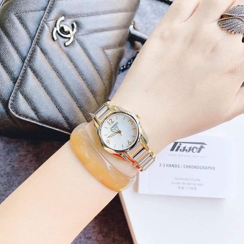 Tissot T Wave Mother of Pearl Dial Two Tone Steel Strap Watch for Women - T023.210.22.117.00 Buy Now By Tissot