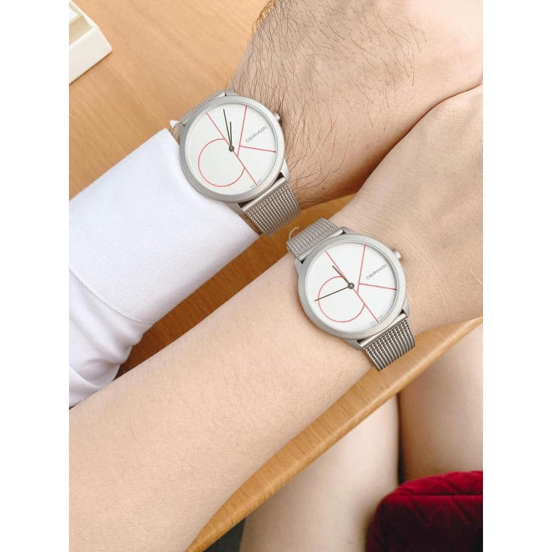 Calvin Klein Minimal White Dial Silver Mesh Bracelet Watch for Men - K3M51152 Buy Now By Calvin Klein