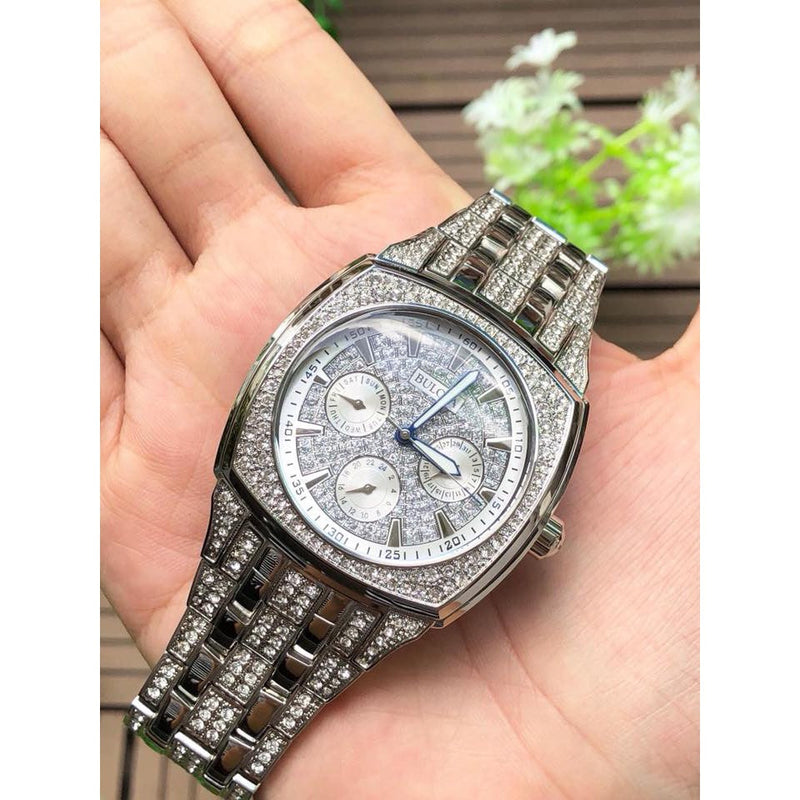 Bulova Crystal Collection Phantom Silver Dial Silver Steel Strap Watch for Men - 96C002 Buy Now By Bulova