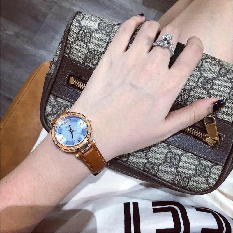 Guess Park Avenue Blue Dial Brown Leather Strap Watch for Women - W0838L2 Buy Now By Guess