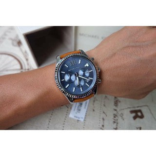 Michael Kors Lexington Chronograph Blue Dial Brown Leather Strap Watch For Men - MK8537 Buy Now By Michael Kors