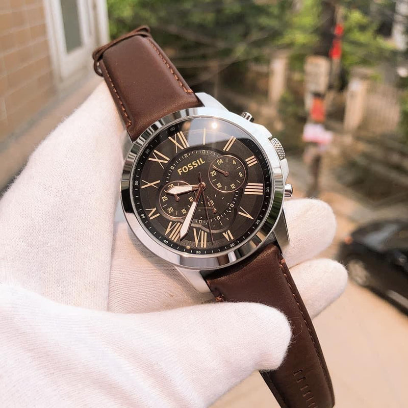 Fossil Grant Chronograph Black Dial Brown Leather Strap Watch for Men - FS4813 Buy Now By Fossil