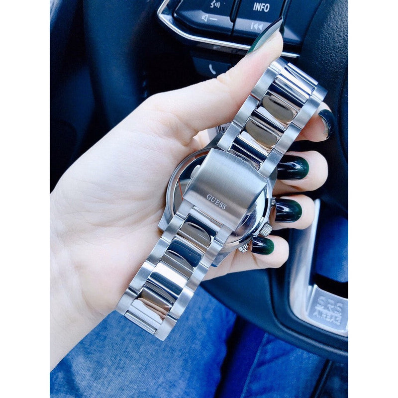 Guess Exec Quartz Silver Dial Silver Steel Strap Watch for Men - W0075G3 Buy Now By Guess