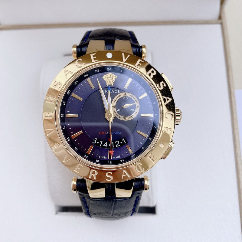Versace Race GMT Blue Dial Blue Leather Strap Watch For Men - 29G70D282 Buy Now By Versace