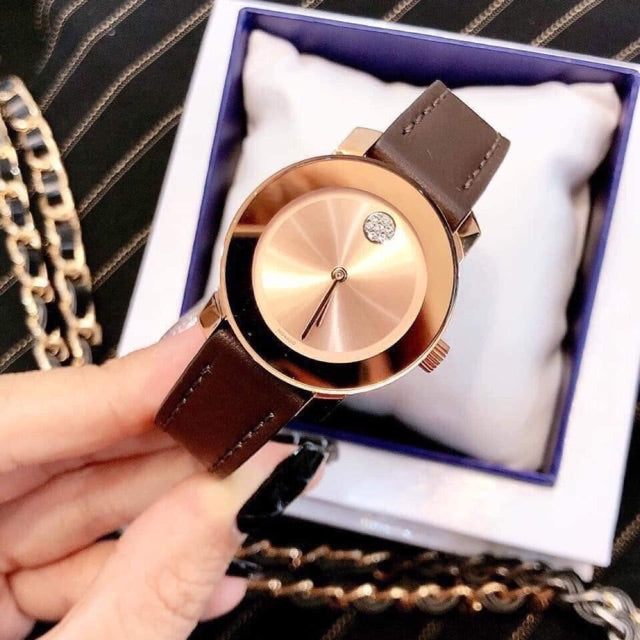 Shop Movado Bold Rose Gold Dial Brown Leather Strap Watch for Men - 3600395 in USA