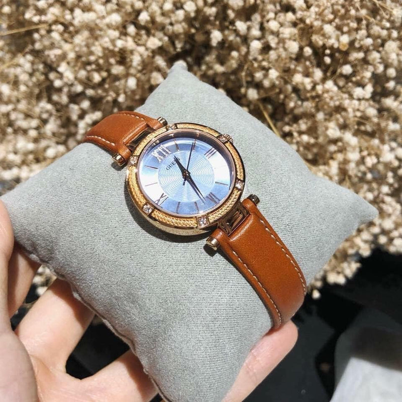 Guess Park Avenue Blue Dial Brown Leather Strap Watch for Women - W0838L2 Buy Now By Guess