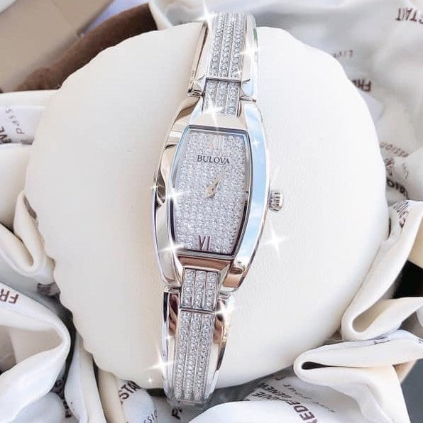 Bulova Crystal Collection Silver Dial Silver Steel Strap Watch for Women - 96L235 Buy Now By Bulova