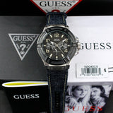 Guess Indovina Quartz Black Dial Black Leather Strap Watch For Men - W0040G9 Buy Now By Guess