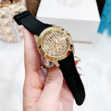 Guess Clarity Gold Dial Black Silicone Strap Watch for Women - GW0109L1 Buy Now By Guess