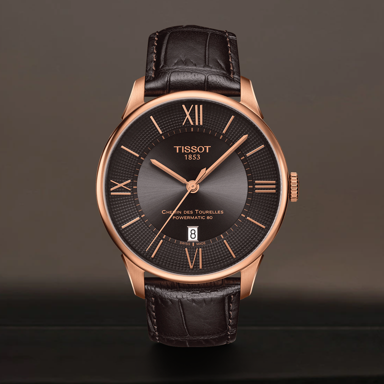 Tissot Chemin des Tourelles Powermatic 80 Brown Dial Brown Leather Strap Watch for Men - T099.407.36.448.00 Buy Now By Tissot