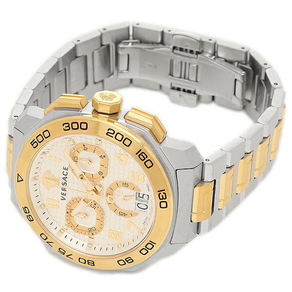 Versace Dylos Chronograph Silver Dial Two Tone Steel Strap Watch for Men - VQC030015 Buy Now By Versace