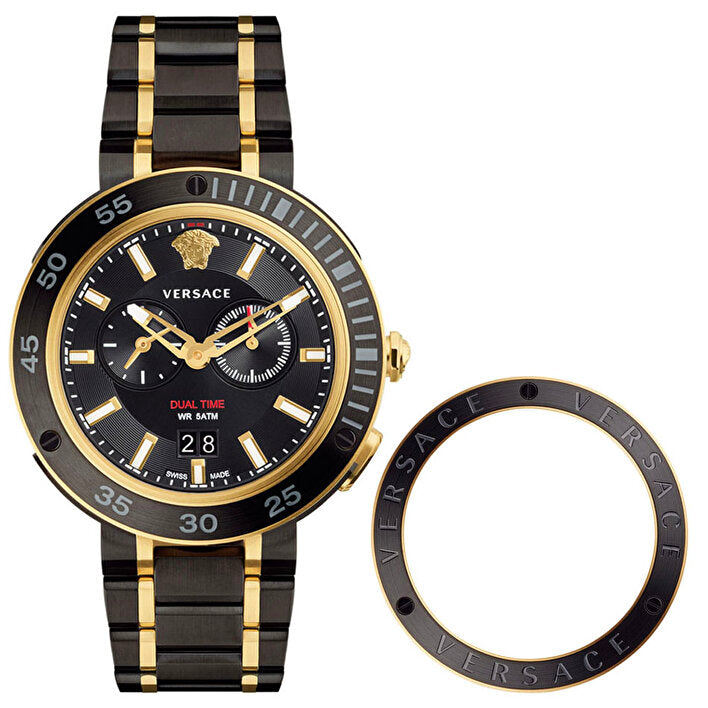 Versace V Extreme Pro Two Tone Dial Stainless Steel Strap Watch for Men - VCN040017