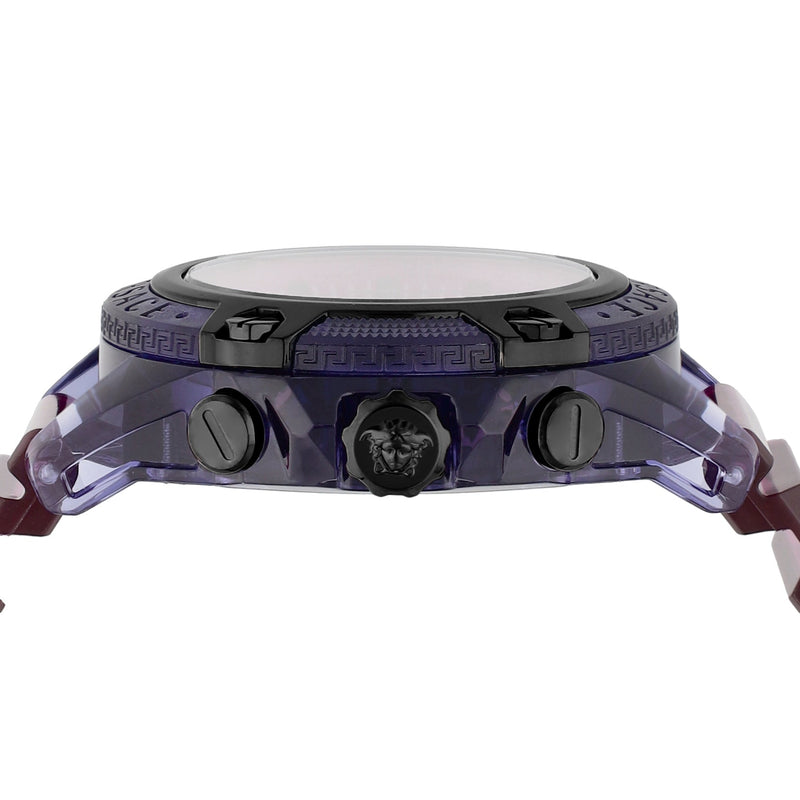 Shop Versace Icon Active Chronograph Black Dial Purple Rubber Strap Watch For Men - VEZ701423 in USA