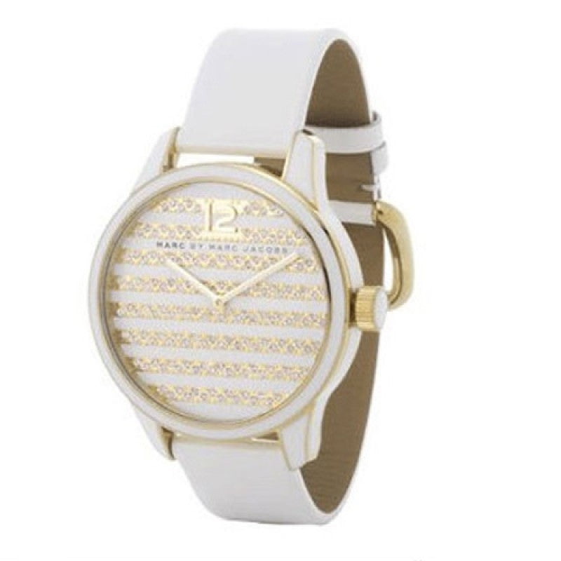 Marc Jacobs Lidia Stripe White Dial White Leather Strap Watch for Women - MBM1164 Buy Now By Marc Jacobs