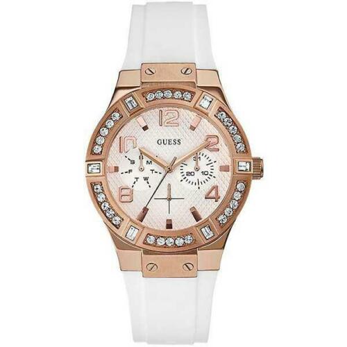 Shop Guess Diamonds White Dial White Rubber Strap Watch For Women - W0426L1 in USA