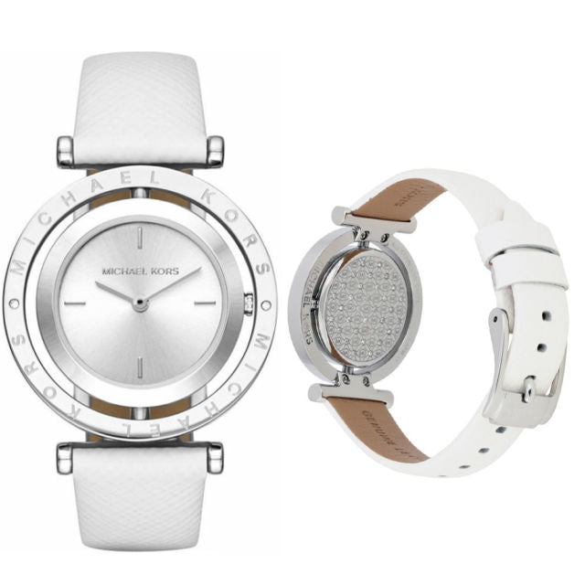Michael Kors Averi Silver Dial White Leather Strap Watch for Women - MK2524 Buy Now By Michael Kors