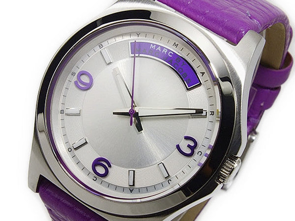 Shop Marc Jacobs Baby Dave Silver Dial Purple Leather Strap Watch for Women - MBM1262 in USA