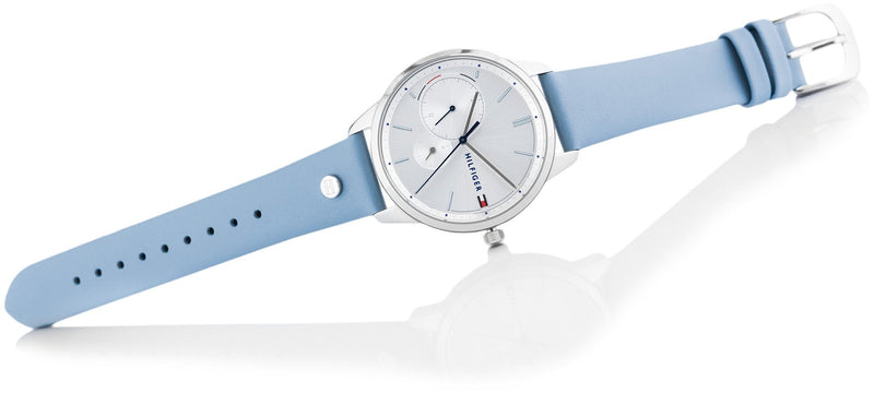 Shop Tommy Hilfiger Brooke Silver Dial Blue Leather Strap Watch for Women - 1782023 in USA