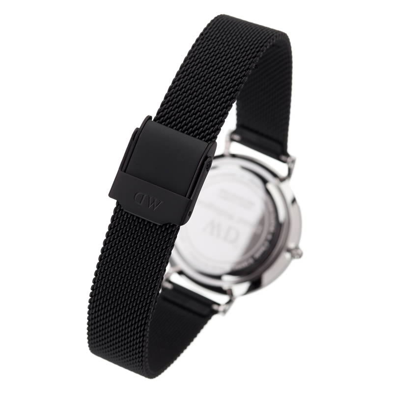 Daniel Wellington Petite Ashfield Black Dial Black Mesh Strap Watch For Women - DW00100246 Buy Now By Daniel Wellington