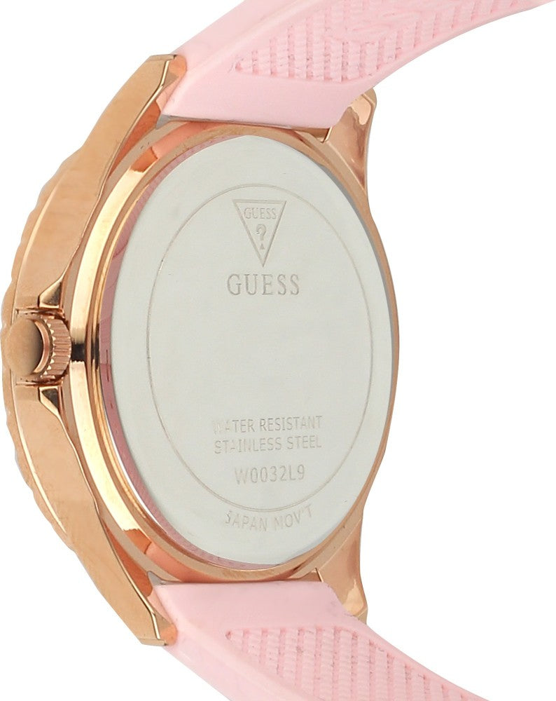 Shop Guess Sparkling Diamonds Pink Dial Pink Rubber Strap Watch for Women - W0032L9 in USA