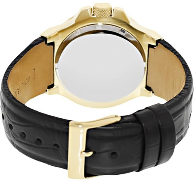Guess Rigor Analog Black Dial Black Leather Strap Watch For Men - W0040G4 Buy Now By Guess
