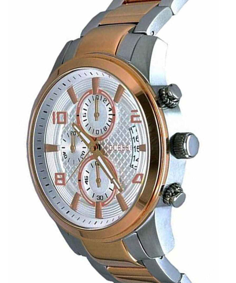 Guess Exec Chronograph White Dial Two Tone Steel Strap Watch for Men - W0075G2 Buy Now By Guess