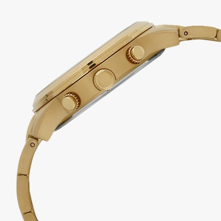 Shop Guess Analog Chronograph Gold Dial Gold Steel Strap Watch for Men - W0075G5 in USA
