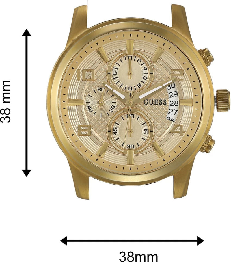 Shop Guess Analog Chronograph Gold Dial Gold Steel Strap Watch for Men - W0075G5 in USA