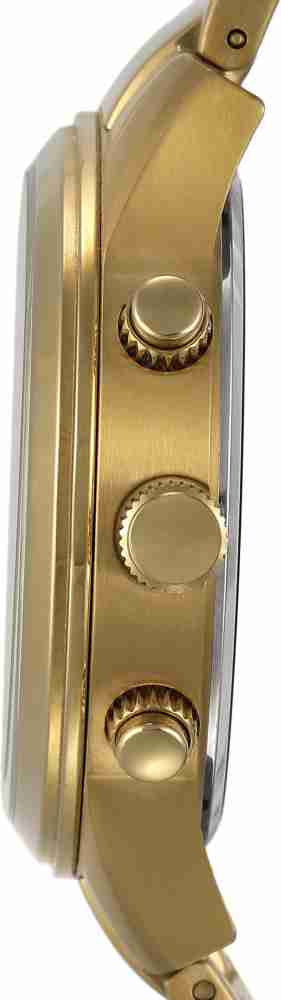 Shop Guess Analog Chronograph Gold Dial Gold Steel Strap Watch for Men - W0075G5 in USA