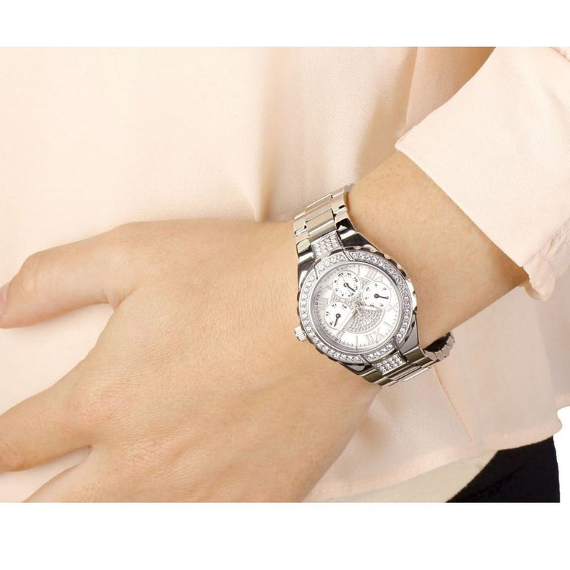 Guess Viva Quartz Silver Dial Silver Steel Strap Watch For Women - W0111l1 Buy Now By Guess